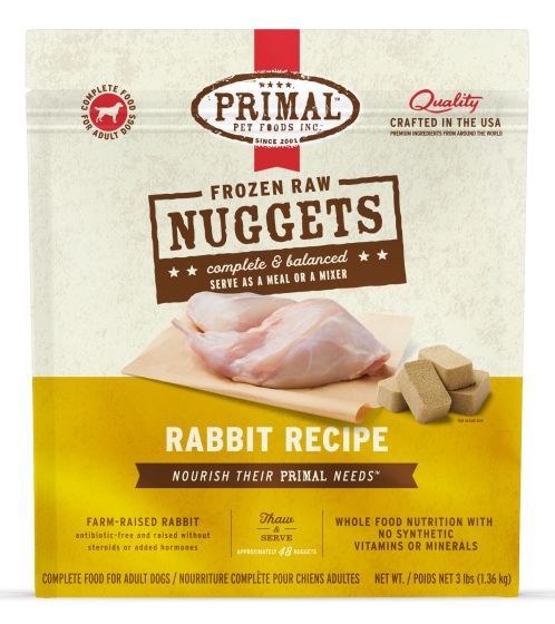 Primal Frozen Rabbit Nuggets Dog 3lb