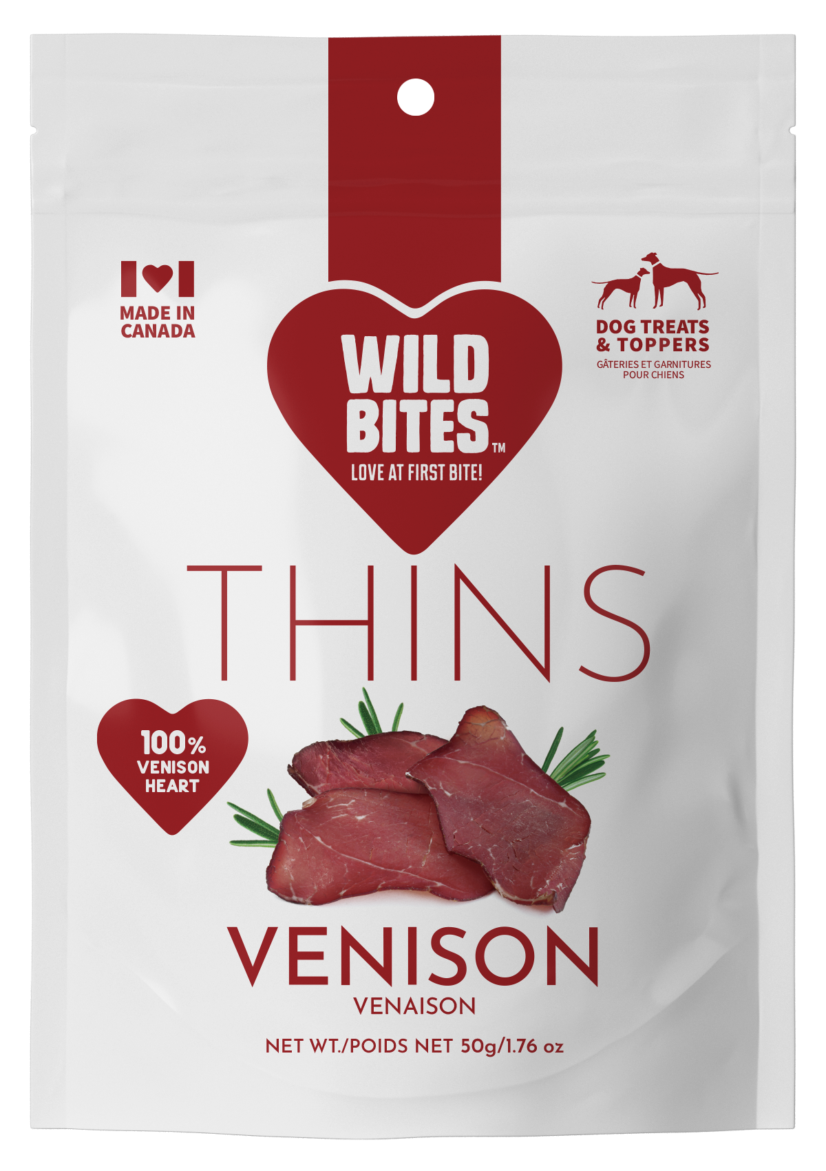 WILD BITES VENISON HEART THINS