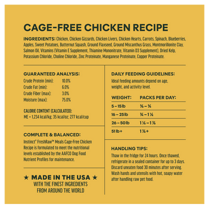 Instinct Frozen FreshRaw Meals Grass-Fed Chicken Recipe Dog Food 226g