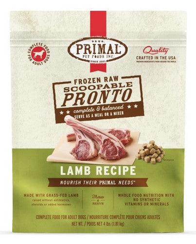 Primal Frozen Pronto Lamb Dog 4lb
