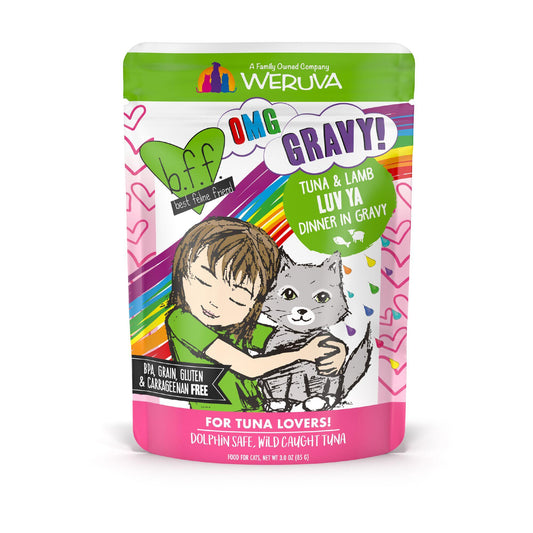 Weruva BFF OMG GRAVY Tuna & Lamb Luv Ya Dinner in Gravy Wet Cat Food Pouch 3-oz