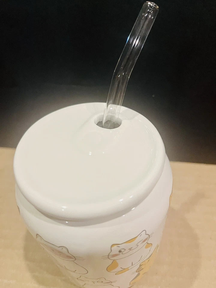 Travel Mug/Lid/Glass Straw Set Cats