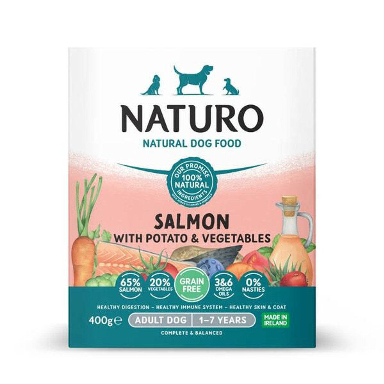 Naturo Adult Dog GF Salmon with Potato and Vegetables 400g