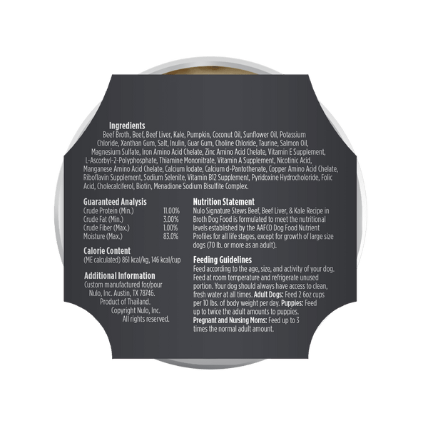 Nulo Beef, Beef Liver & Kale In Broth Stew For Puppies & Adult Dogs 6oz