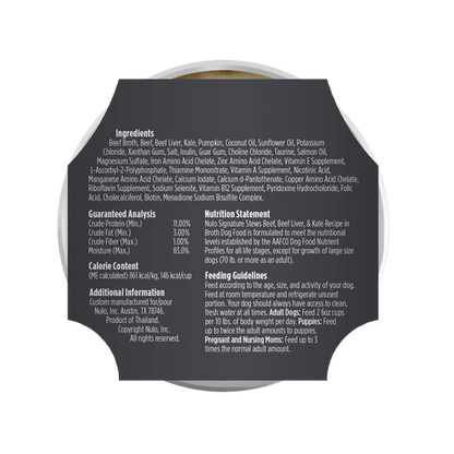 Nulo Beef, Beef Liver & Kale In Broth Stew For Puppies & Adult Dogs 6oz