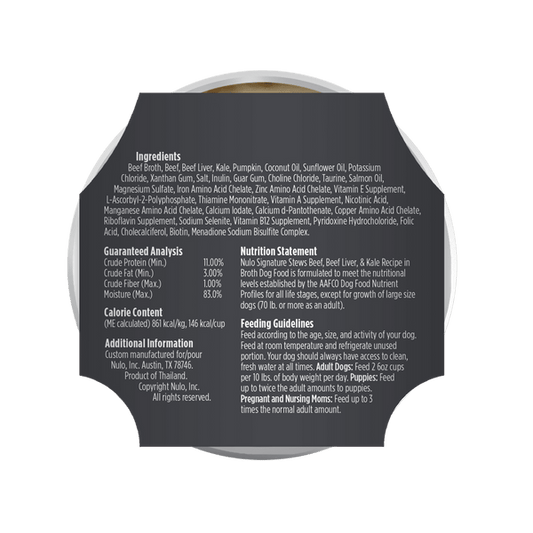 Nulo Beef, Beef Liver & Kale In Broth Stew For Puppies & Adult Dogs 6oz